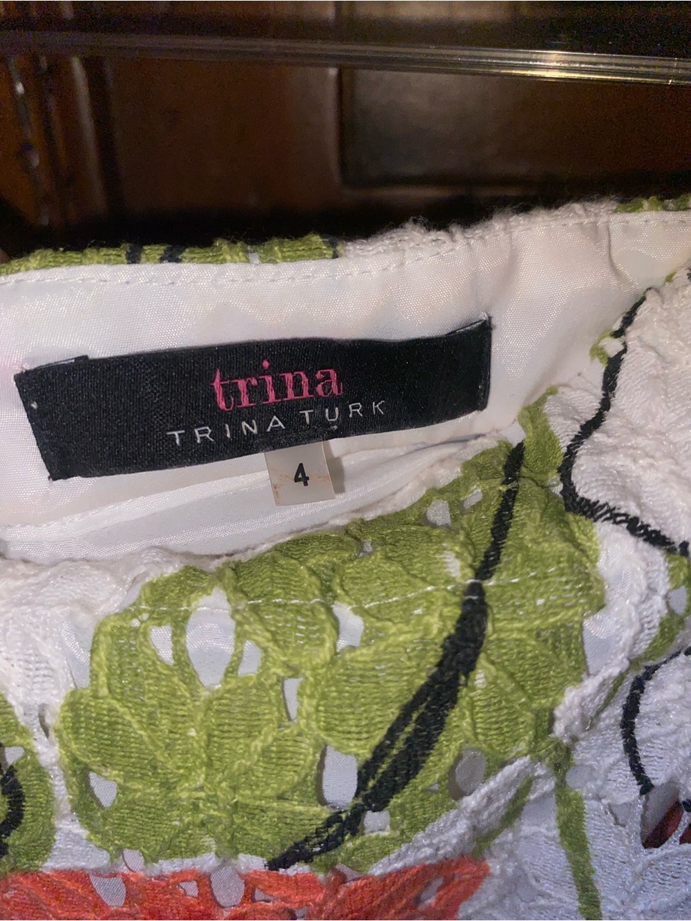 Trina Turk Off-Shoulder Floral Lace
Dress-Bell Sleeves-Size 4 - Picture 3 of 7